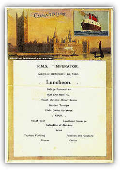 Image of RMS Imperator menu