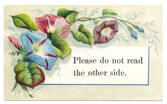 Please do not read the other side - advertising trade card