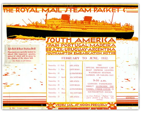Royal Mail Steam Packet Company 1932 passenger leaflet
