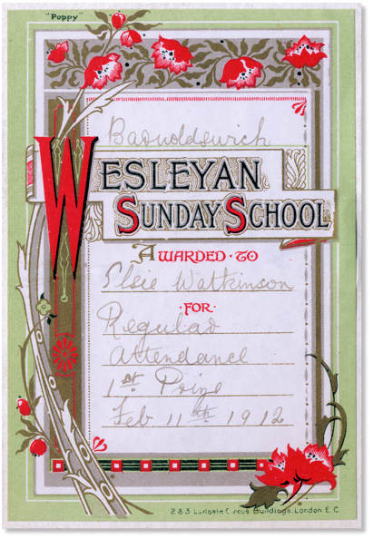 Sunday School Book-Prize Label 1912