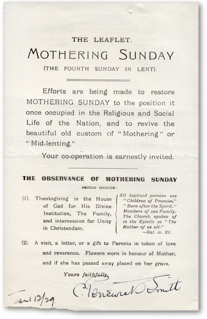 Mother Sunday leaflet 1929