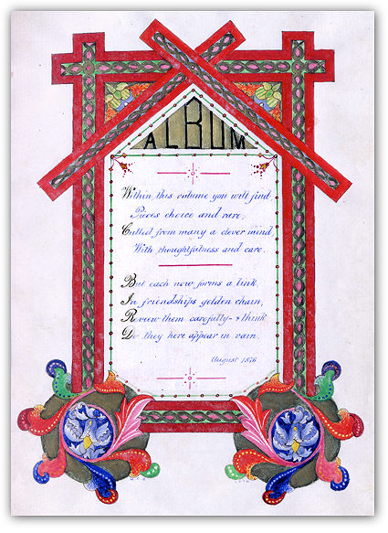 Image of 1876 Album dedication page 