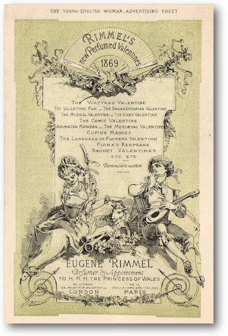 Image of leaflet advertising Rimmel's New Perfumed Valentines for 1869