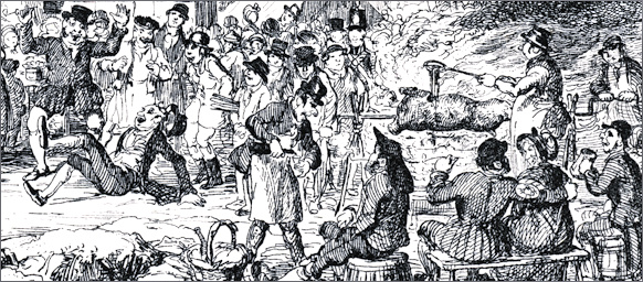 Detail from George Cruikshank's illustration for The Comic Almanack of 1838