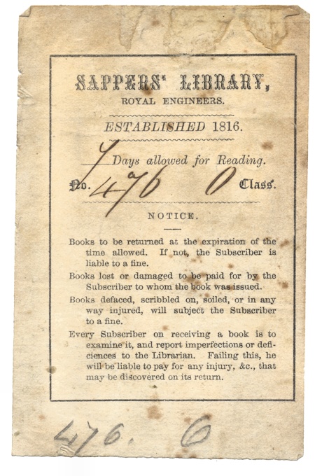 Image of Sappers' Library label