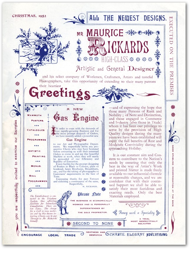 Image of Maurice Rickards Christmas greetings 1952