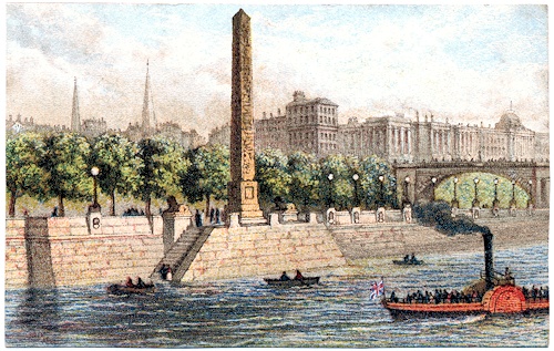 Image of Cleopatra's Needle, London as seen from the Thames River