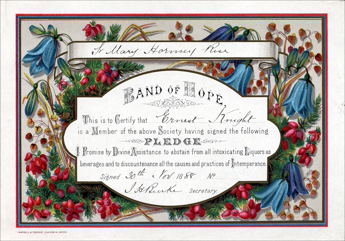 Band of Hope certificate